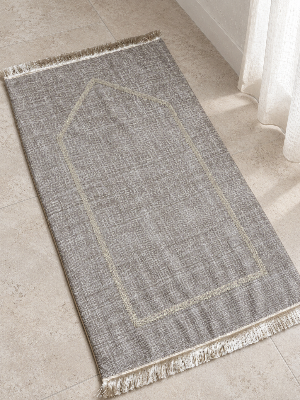 Tapis de prière en velours beige clair