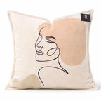 Coussin en velours portrait minimal