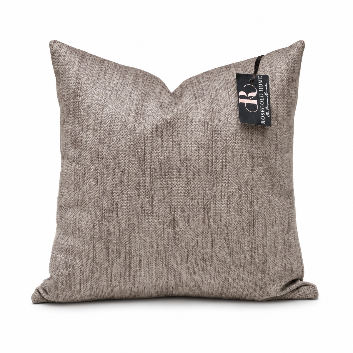 Coussin décoratif en velours taupe ramage
