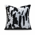 Coussin décoratif sequins blanc noir