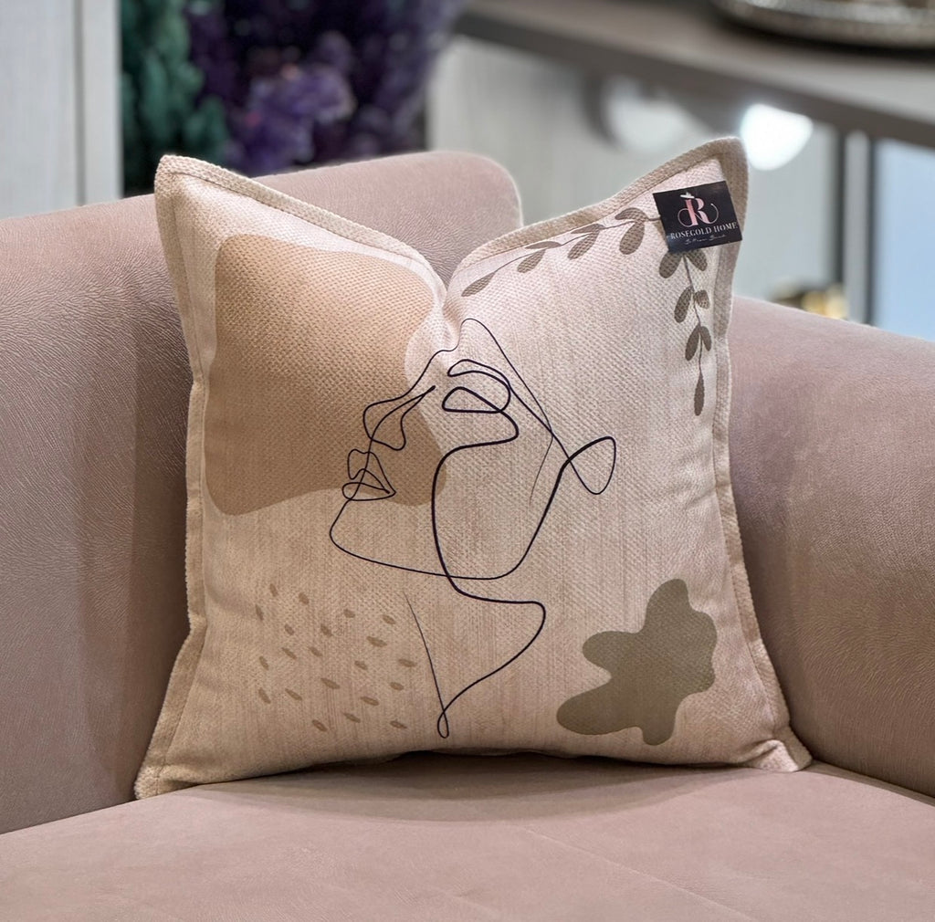 Coussin en velours visage artistique