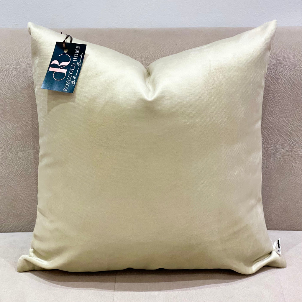 Coussin décoratif en velours beige clair