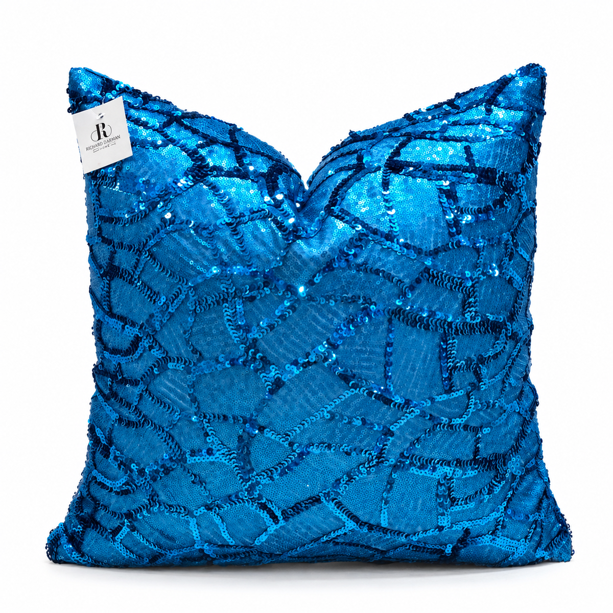 Coussin décoratif sequins bleu