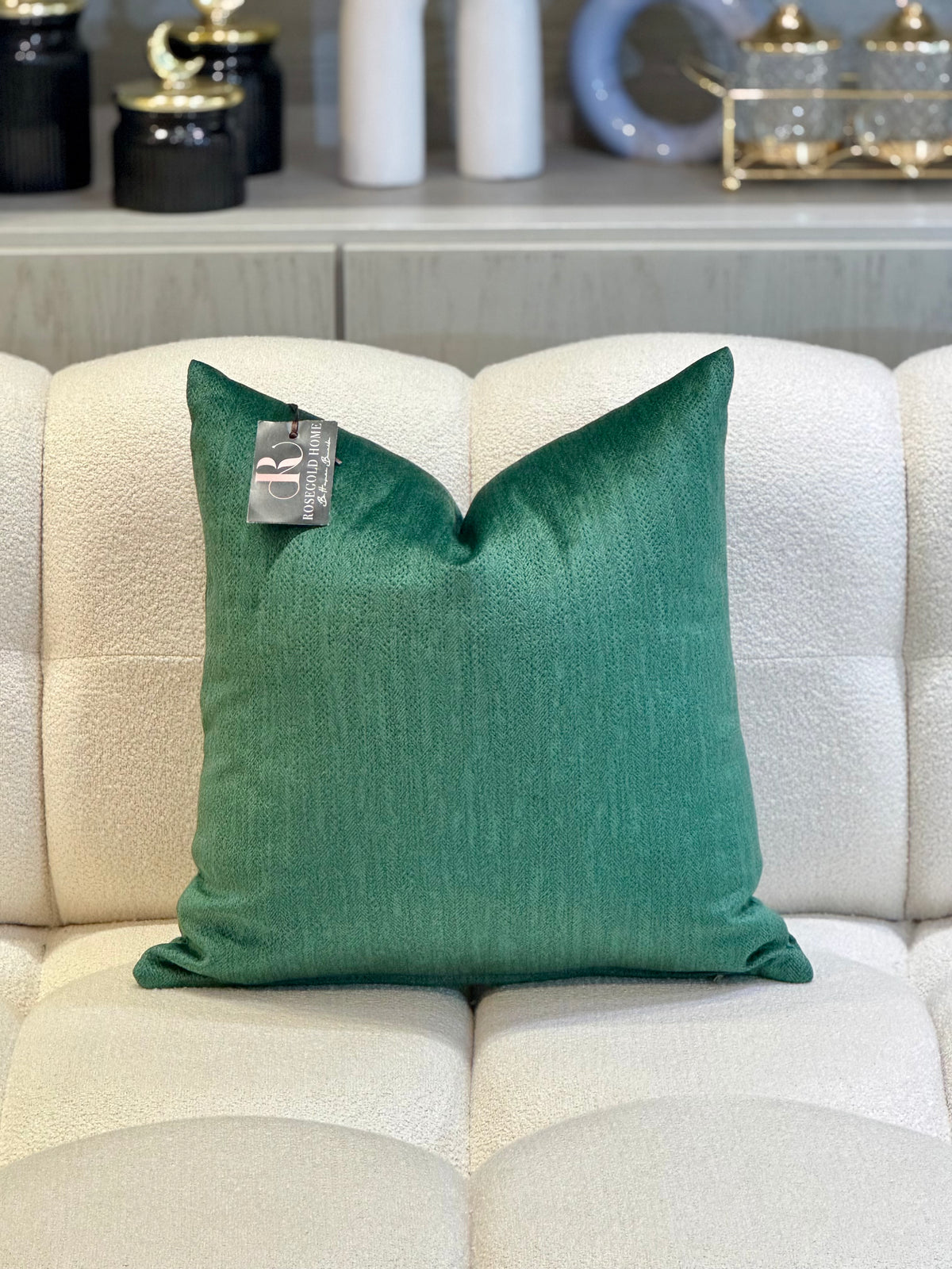 Coussin décoratif en velours vert