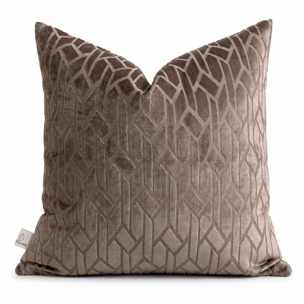 Coussin décoratif en velours gris jacard