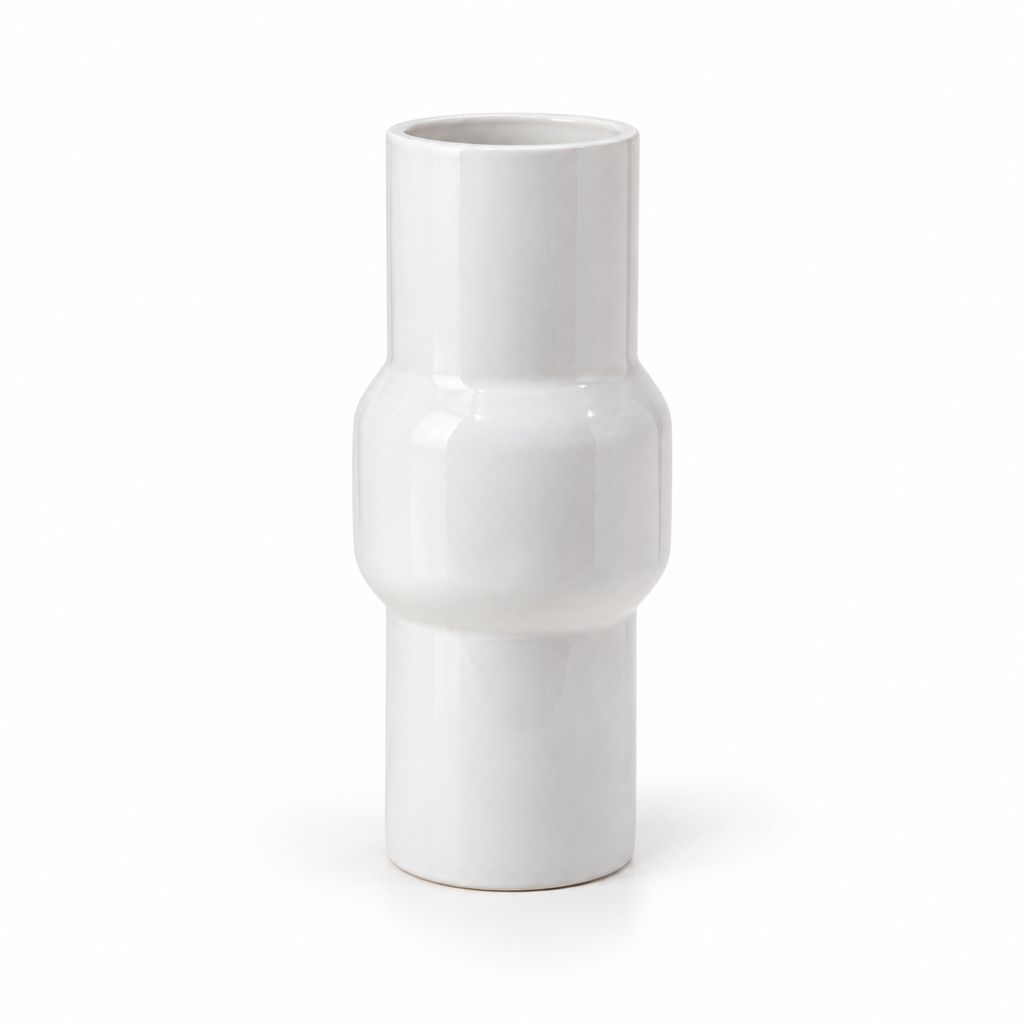 Vase Haut en Céramique Blanche – Alba