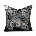 Coussin décoratif sequins argenté noir