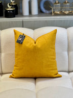 Coussin décoratif en velours Moutarde