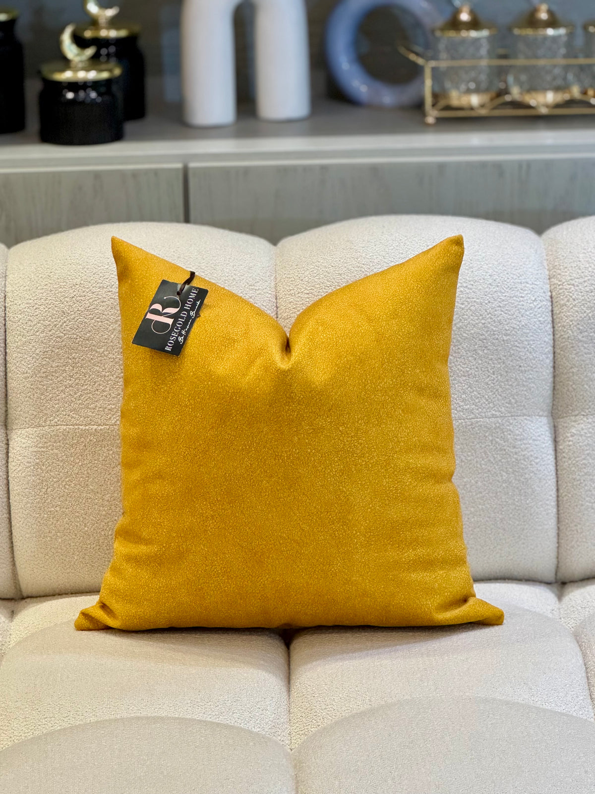 Coussin décoratif en velours Moutarde