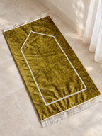 Tapis de prière en velours moutarde