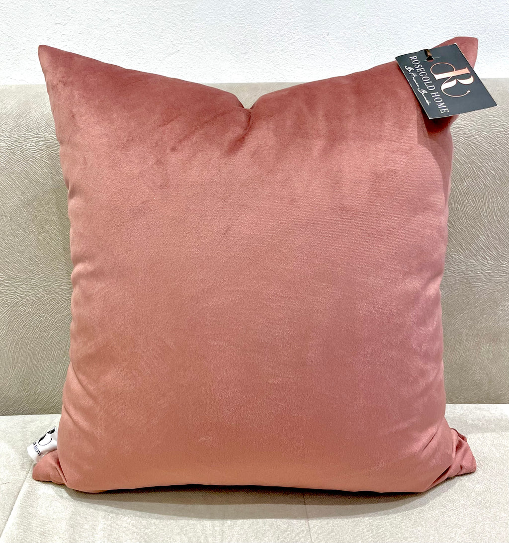 Coussin décoratif en velours rose pale