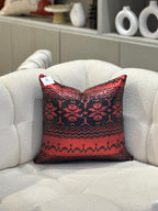 Coussin décoratif sequins rouge noir