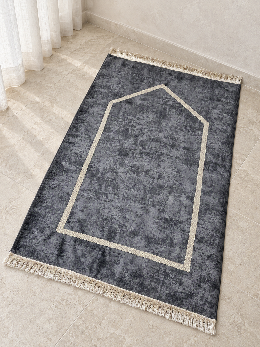 Tapis de prière en velours gris