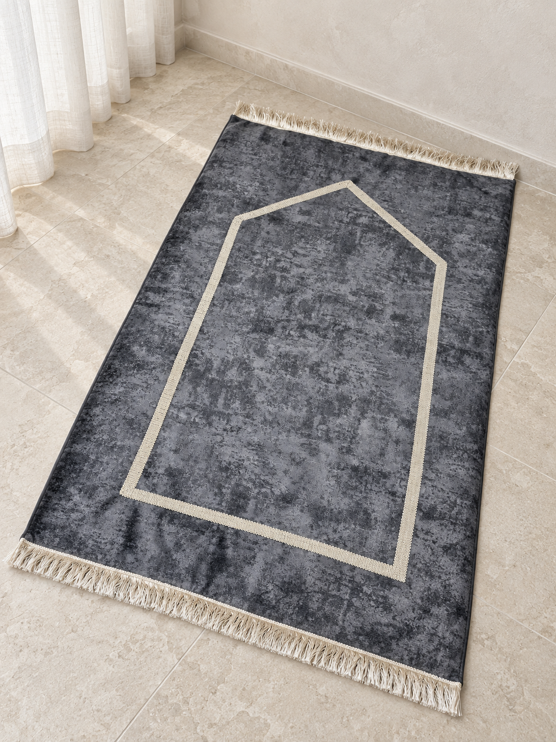 Tapis de prière en velours gris
