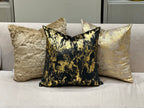 Coussin décoratif en velours noir doré