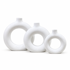 Vase Anneau en Céramique Blanche – Halo