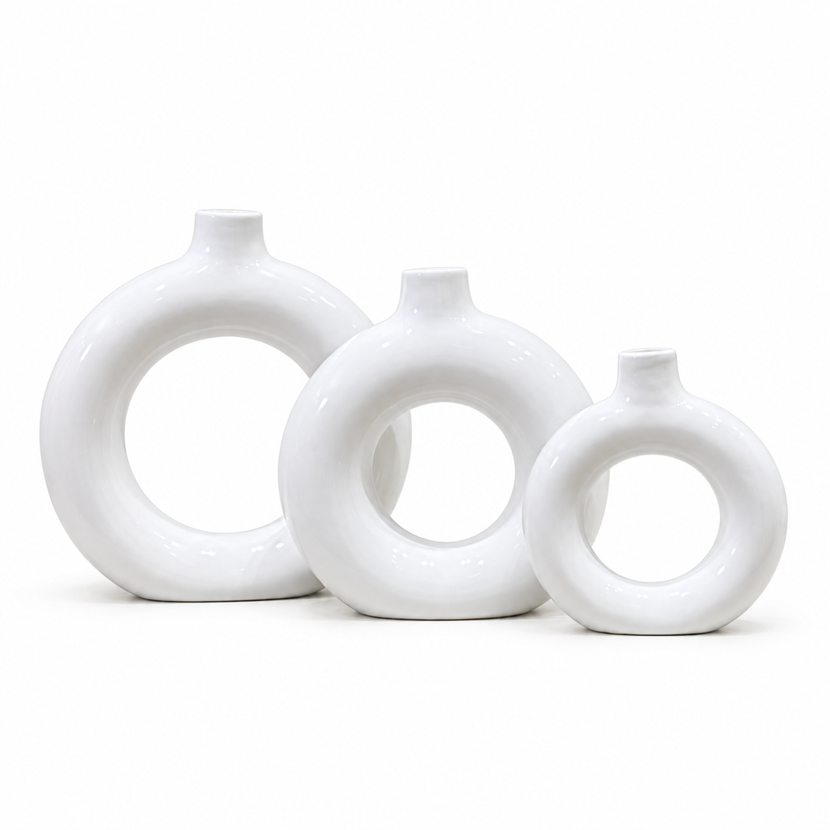 Vase Anneau en Céramique Blanche – Halo