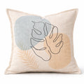 Coussin en velours motif feuille minimaliste