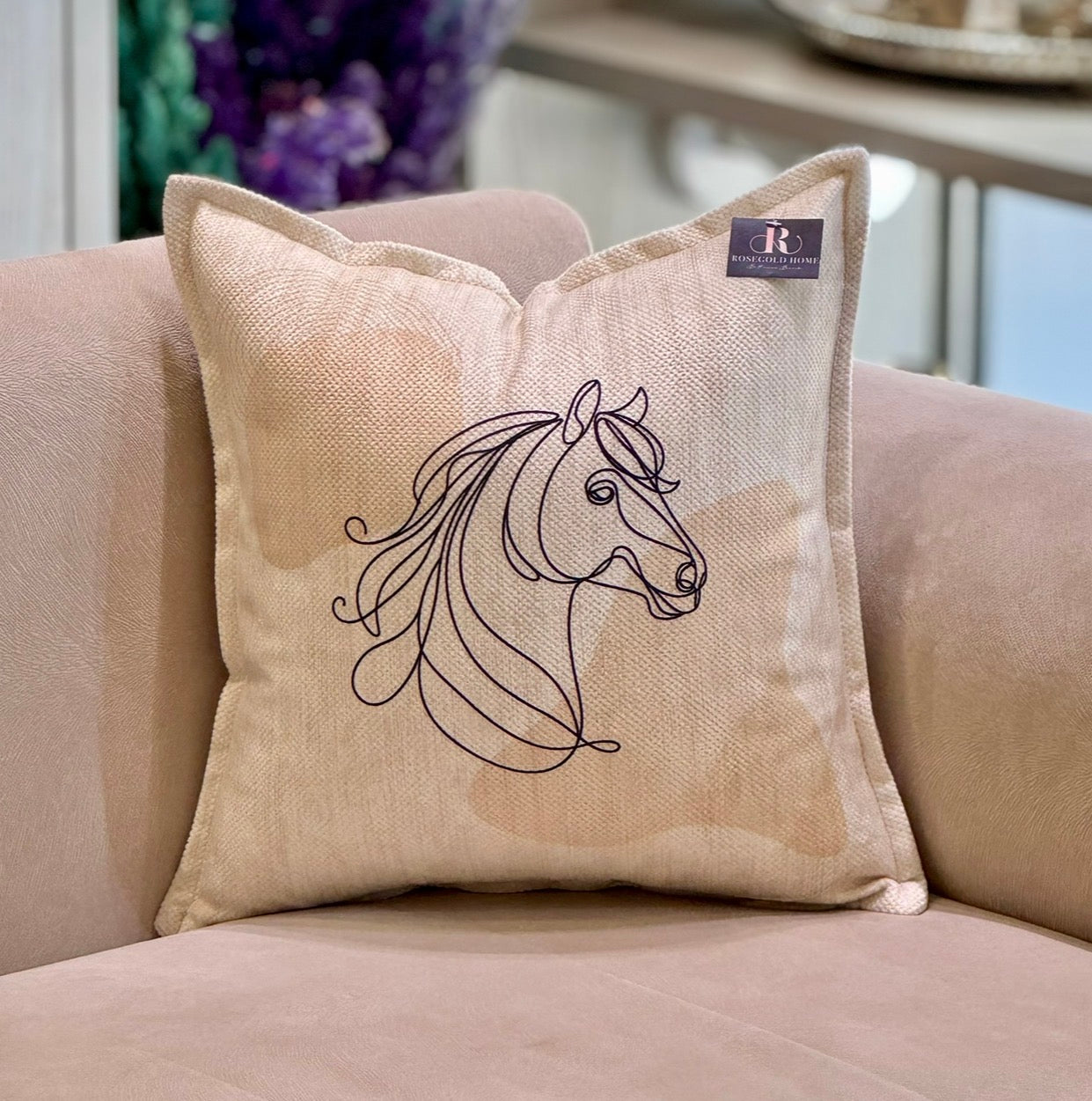 Coussin en velours cheval artistique