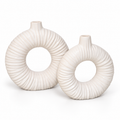 Duo de Vases Anneau Striés en Céramique