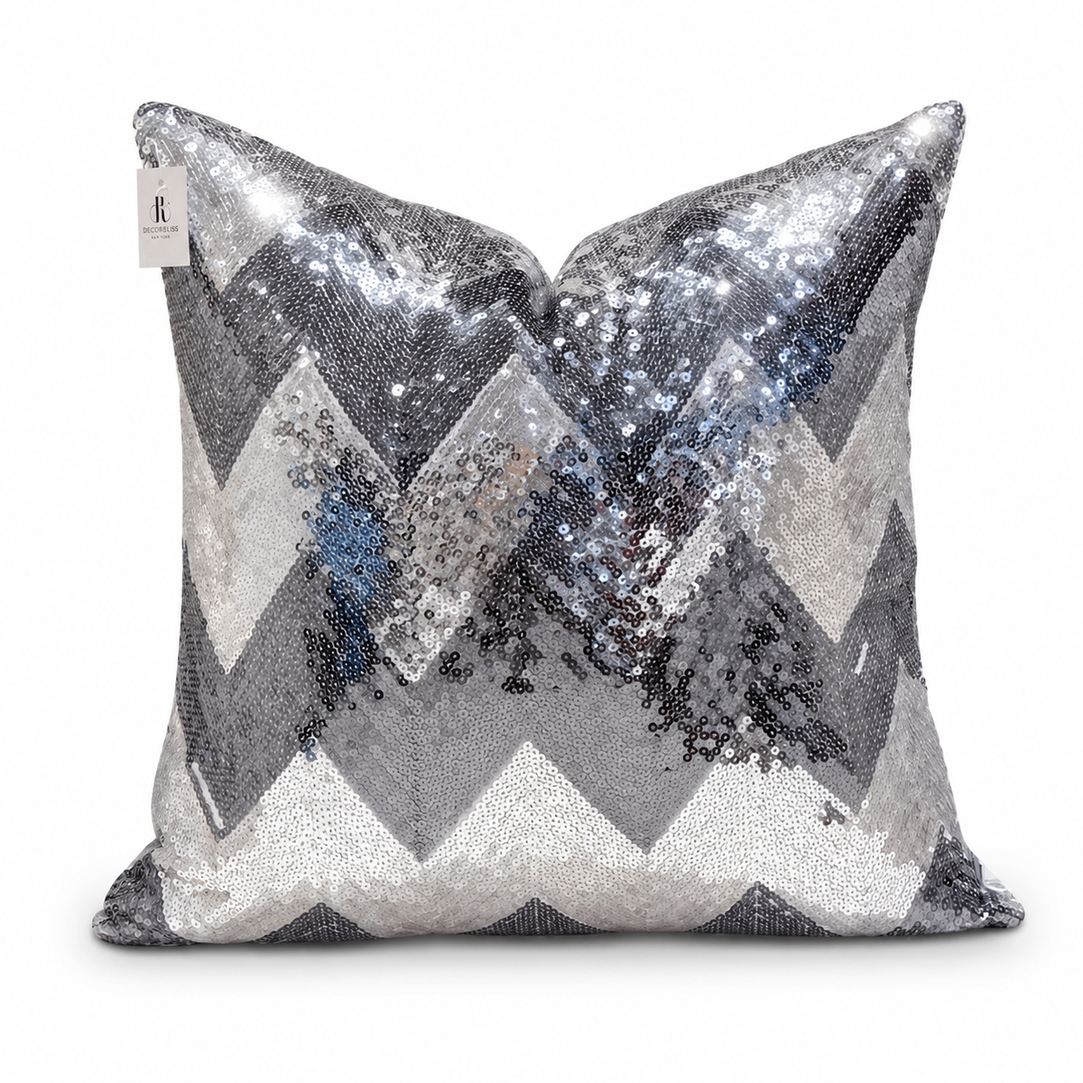 Coussin décoratif sequins argenté