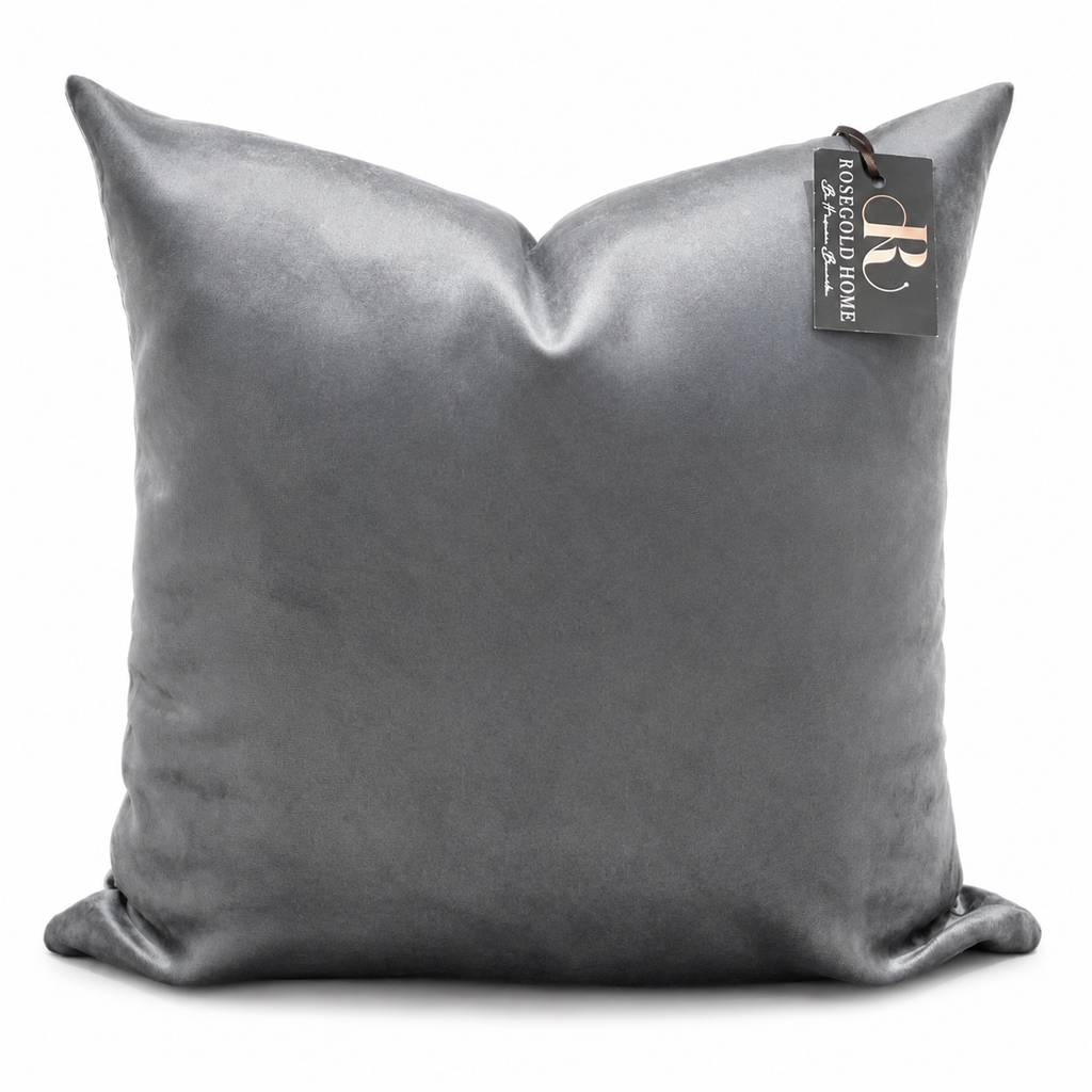 Coussin décoratif en velours gris