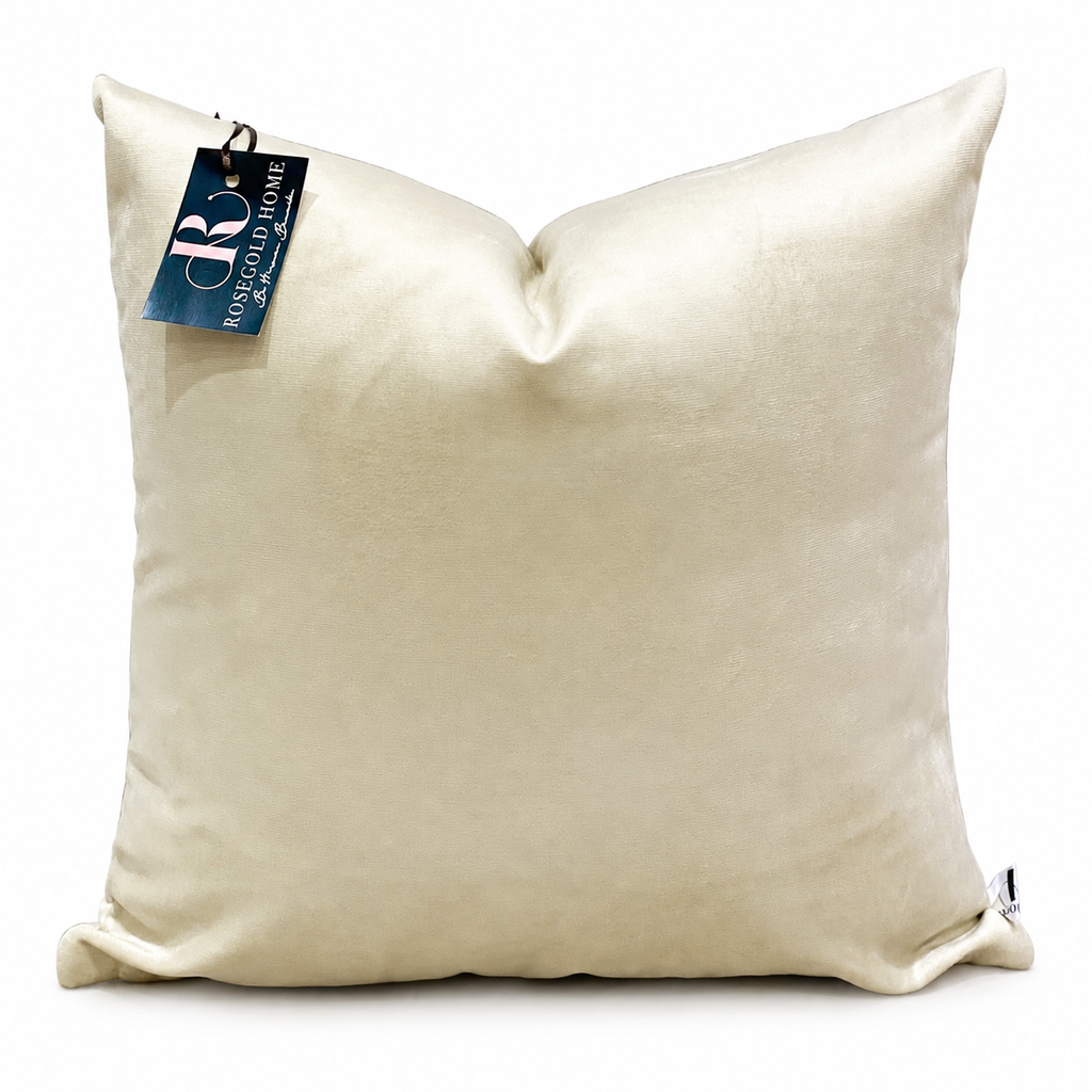 Coussin décoratif en velours beige clair