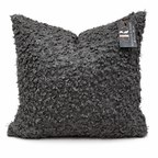 Coussin décoratif en velours gris grande bouclette