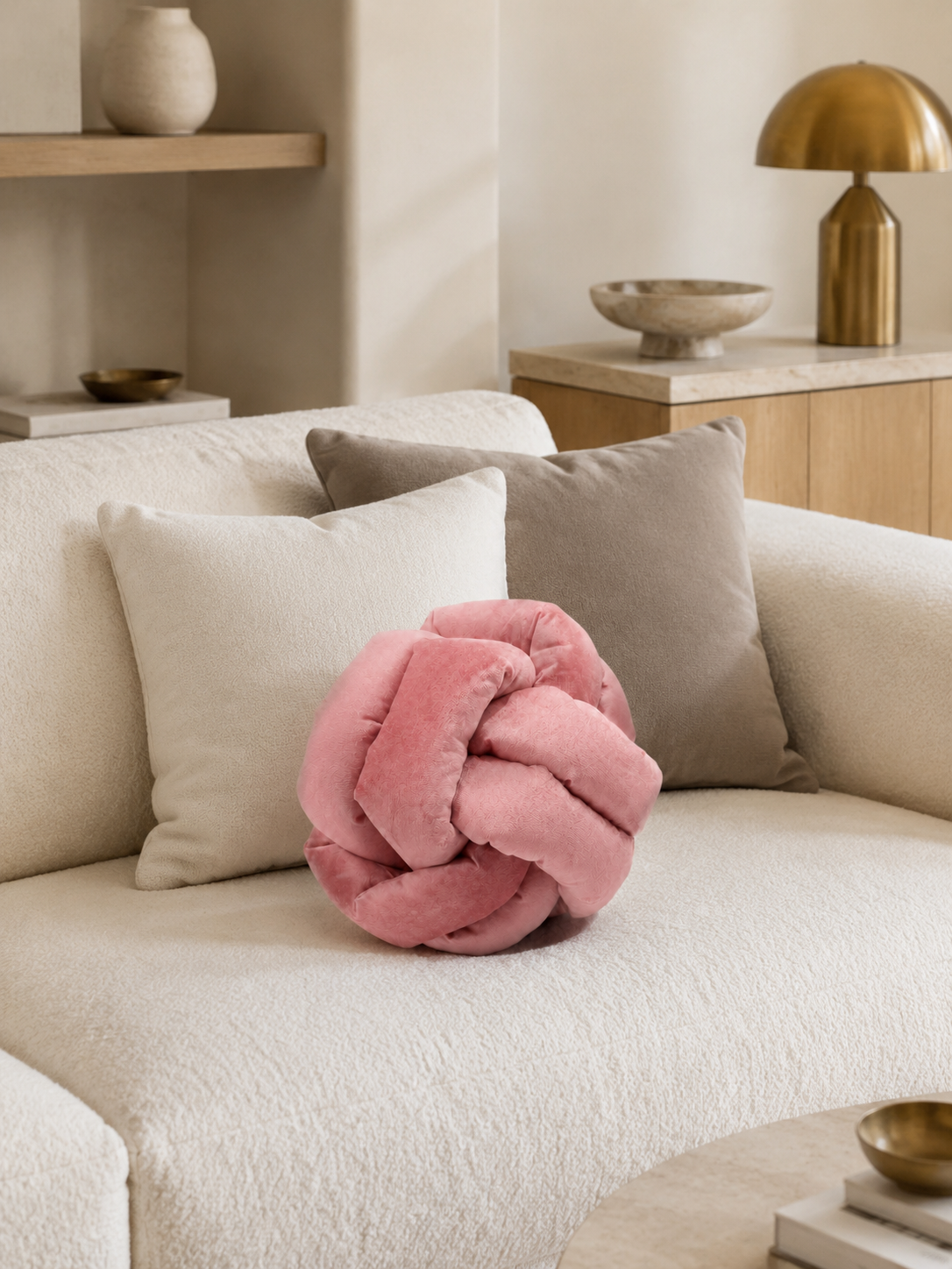 Coussin noeud rose