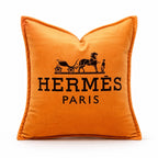 Coussin décoratif en velours inspiré logo Hermès