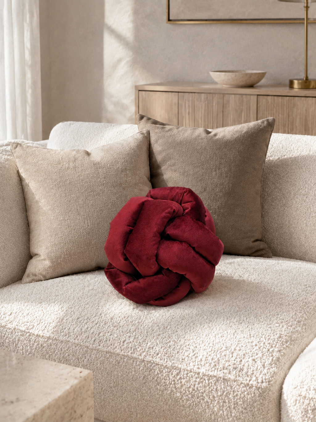 Coussin noeud rouge