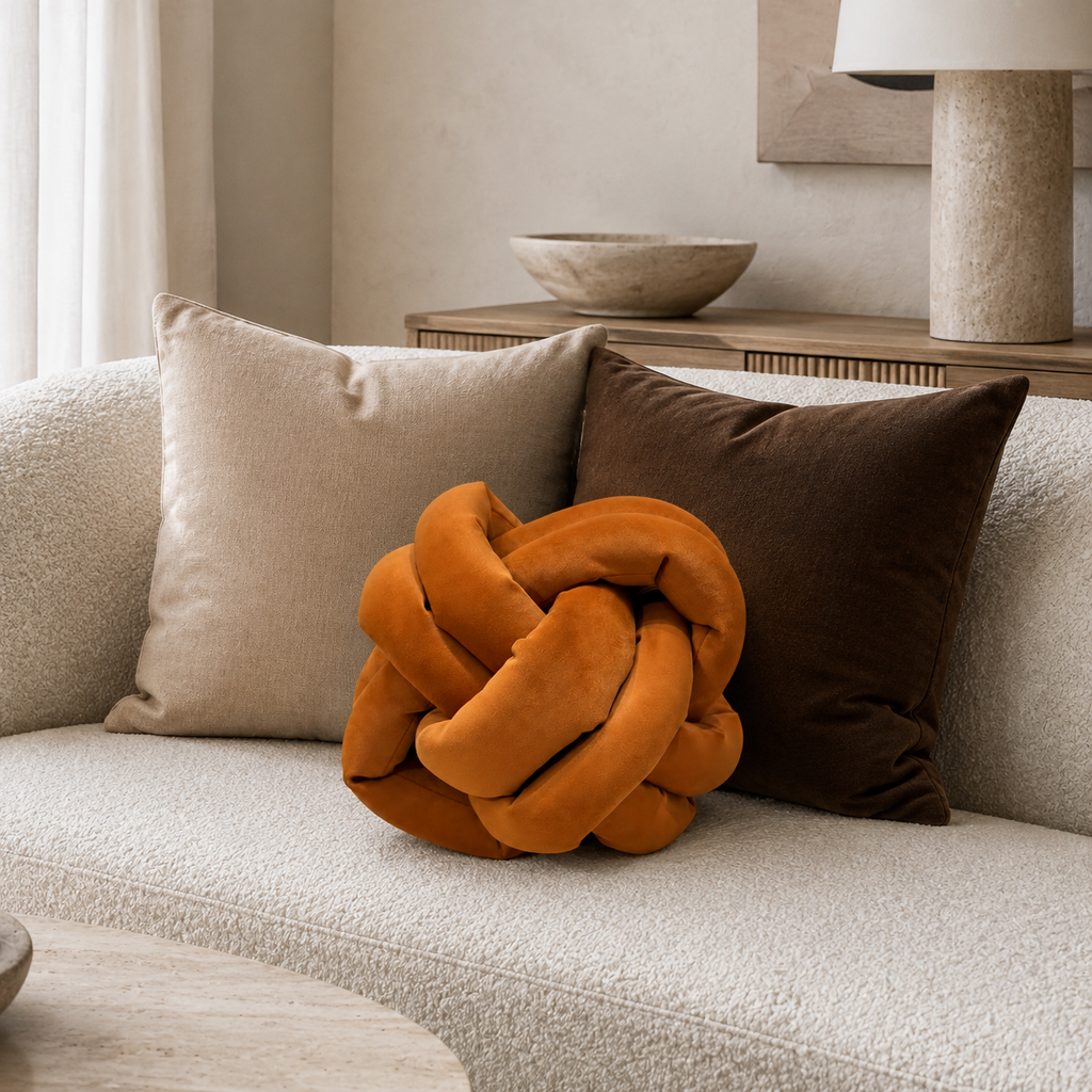 Coussin noeud orange